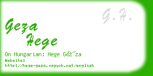 geza hege business card